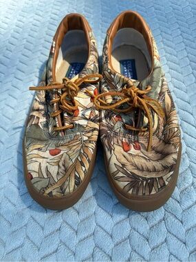 VTG 90s Cole Haan Sporting Canvas Deck Shoes Tropical Print 10.5 M Made in Korea
